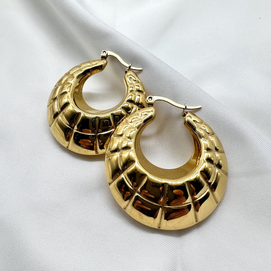Orecchini cerchi texture - Gold