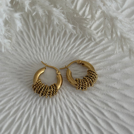 Orecchini cerchietti anellini lavorati - Gold