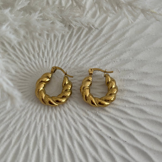 Orecchini cerchietti bombati mini torchon - Gold