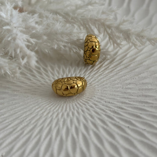 Orecchini cerchietti bombati effetto serpente - Gold