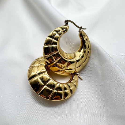 Orecchini cerchi texture - Gold