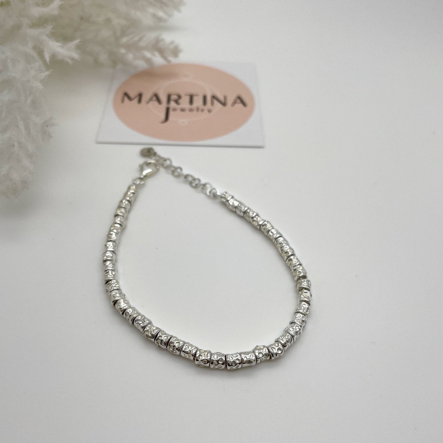 Bracciale pepite martellate 4 mm - Silver