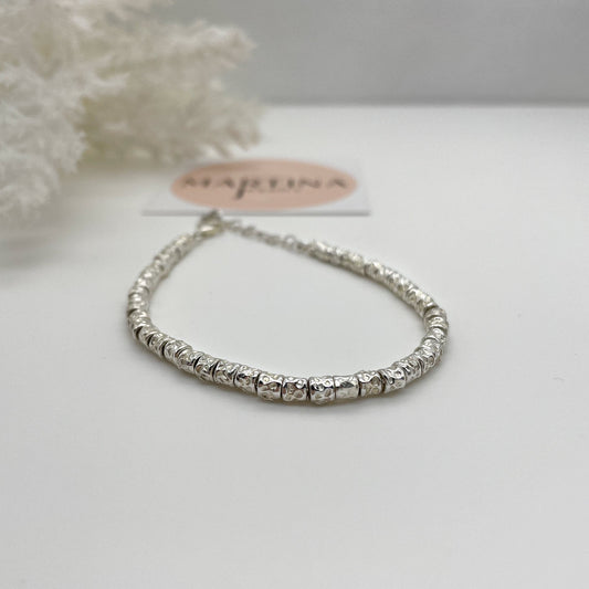 Bracciale pepite martellate 4 mm - Silver