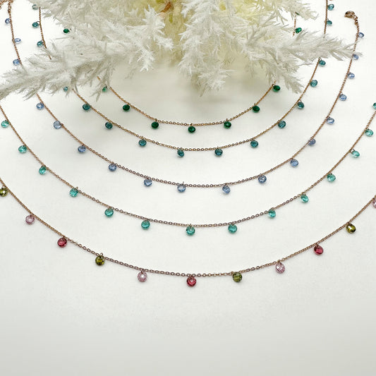 Collana girocollo zirconi colorati - Rosè