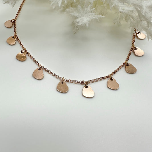 Collana girocollo cuoricini pendenti - Rosè