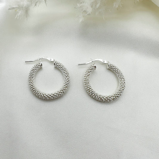 Orecchini cerchi pop corn Medi - Silver