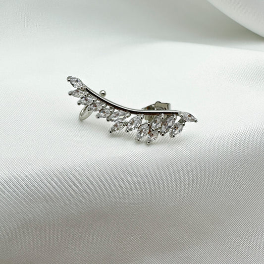 Orecchino laterale cristalli a scala - Silver