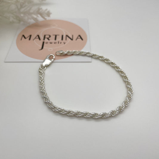 Bracciale cordone intrecciato - Silver