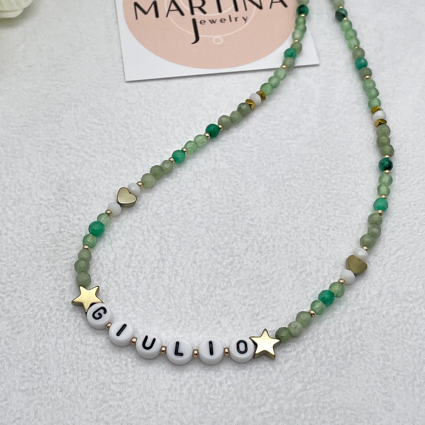 Collana Nome e pietre/cristalli colorati - Gold