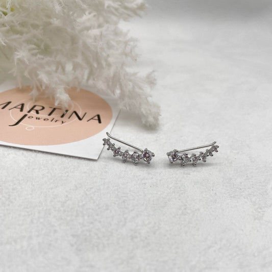 Orecchino Lateral fila zirconi - Siver