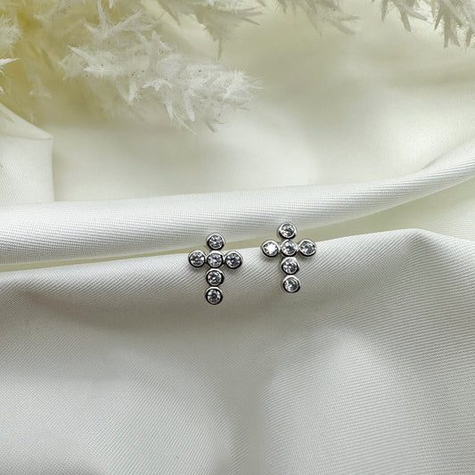 Orecchini croce cipollotti bianchi - Silver