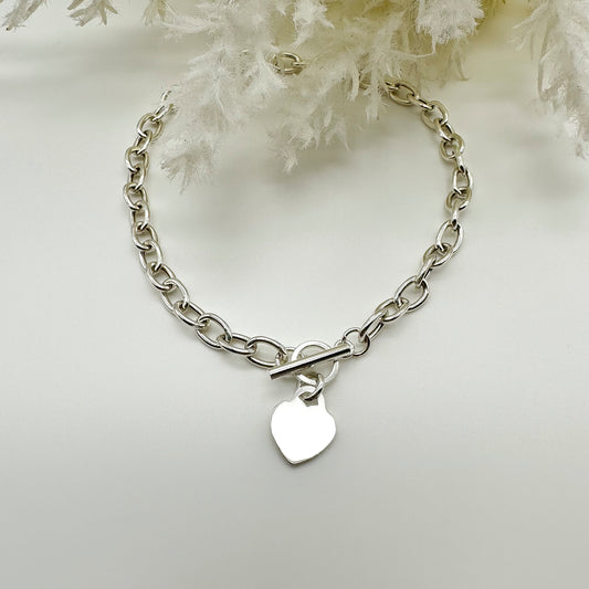 Bracciale cuore e maglia catena - Silver