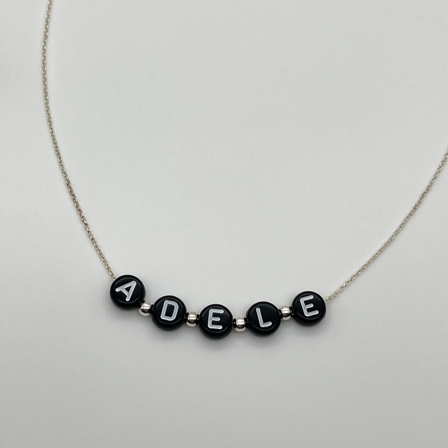 Collana Nome acrilico nero - Silver