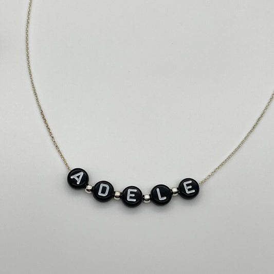 Collana Nome acrilico nero - Silver