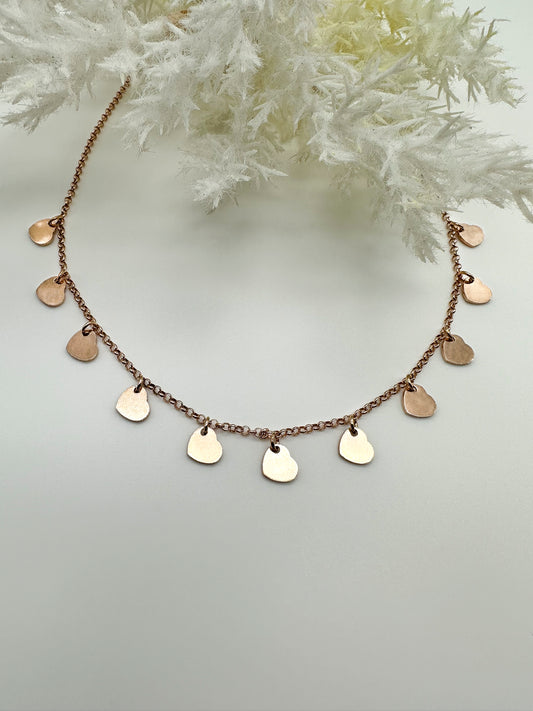 Collana girocollo cuoricini pendenti - Rosè