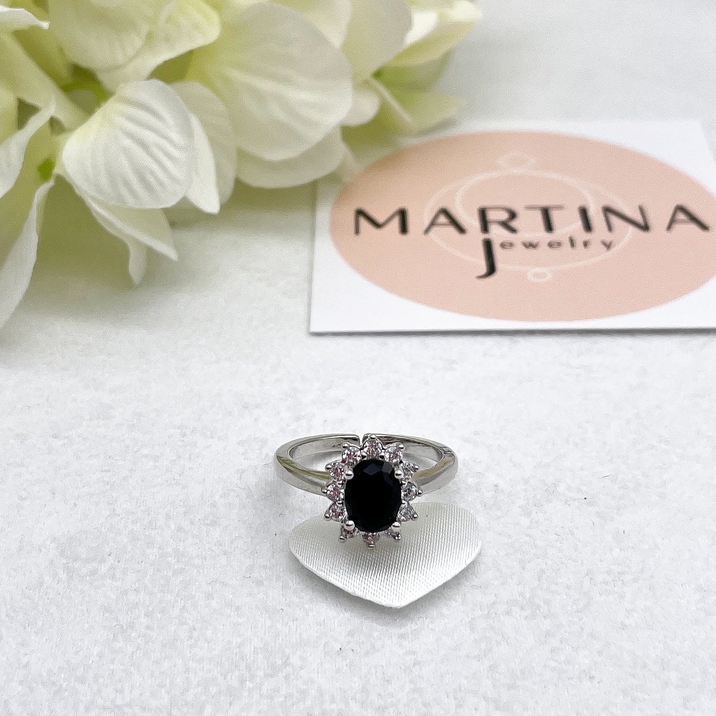 Anello Kate pietra nera - Silver