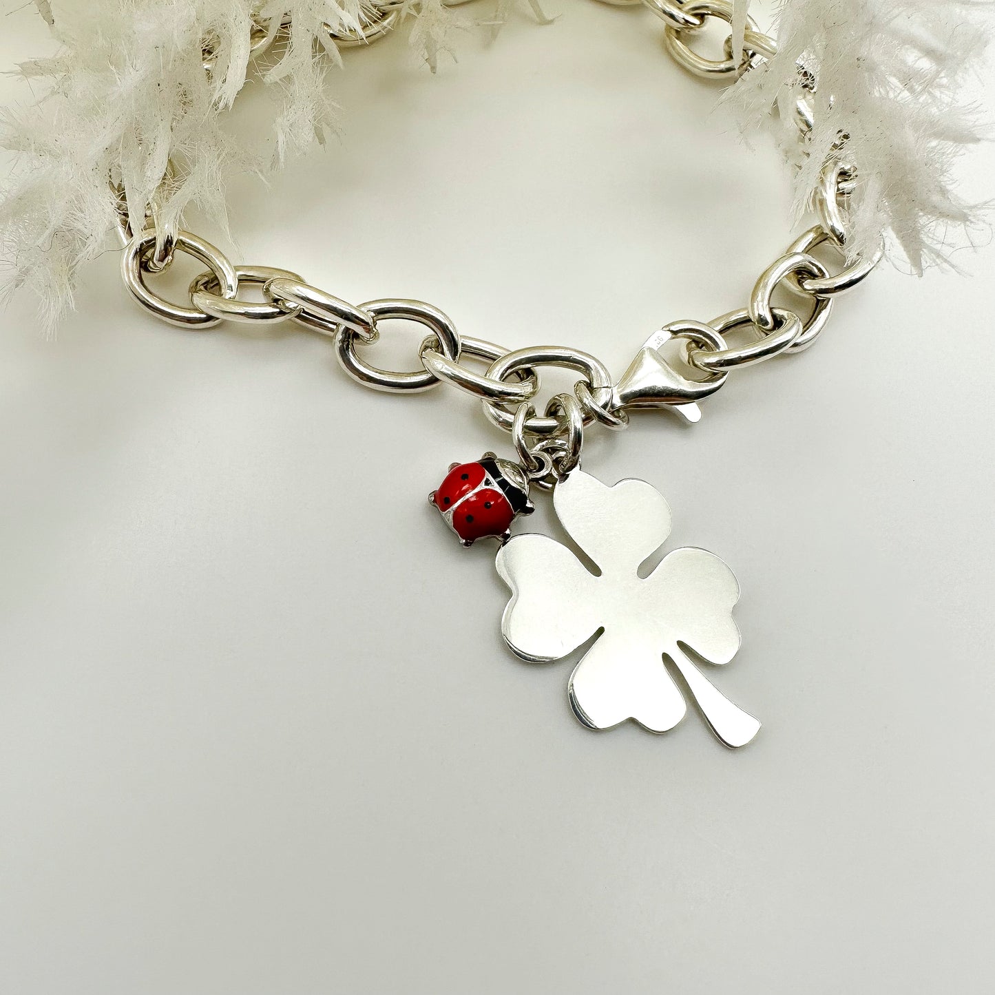 Bracciale Coccinella e Quadrifoglio - Silver