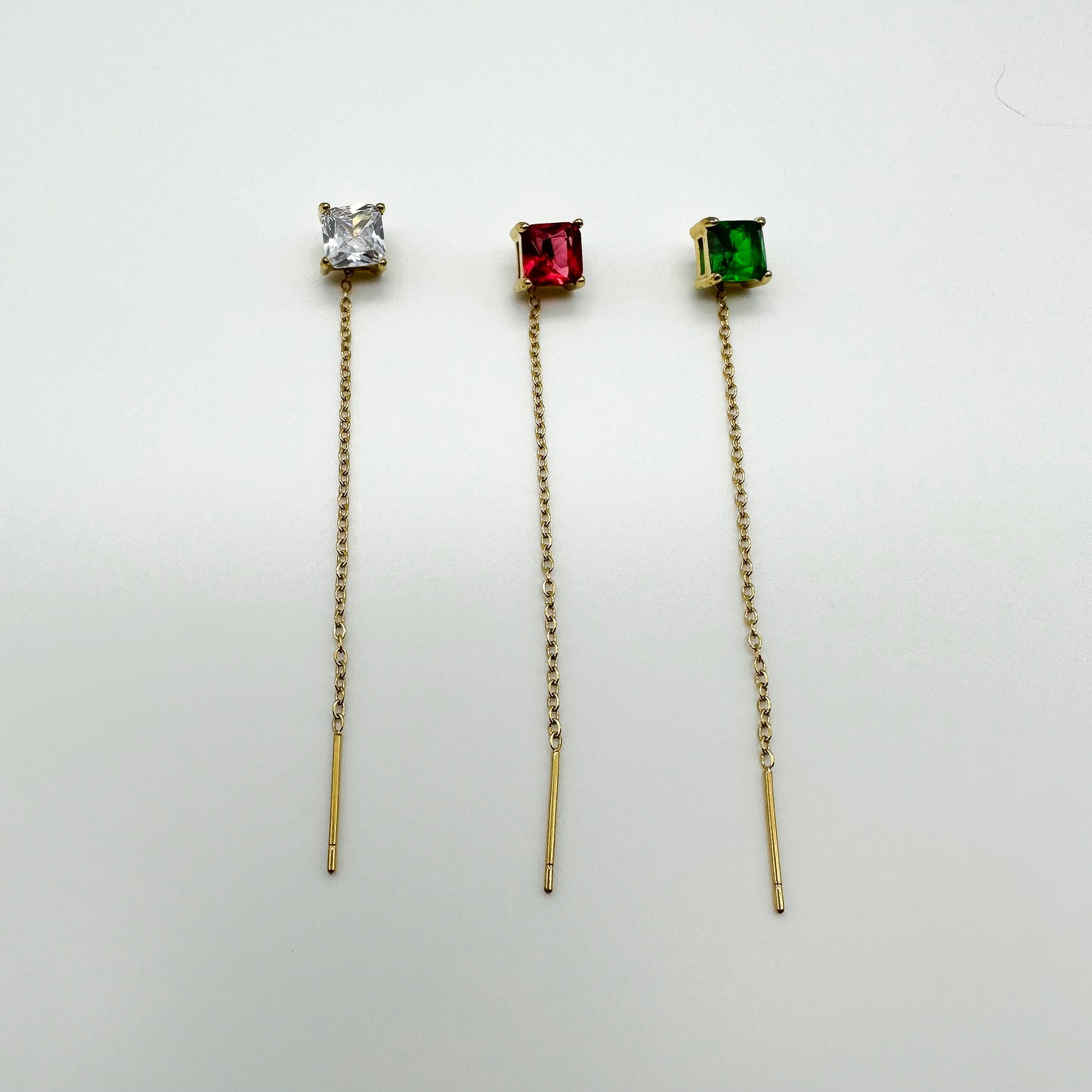 Mono orecchini zirconi quadrati - Gold