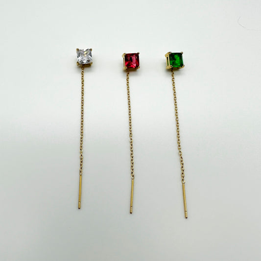 Mono orecchini zirconi quadrati - Gold