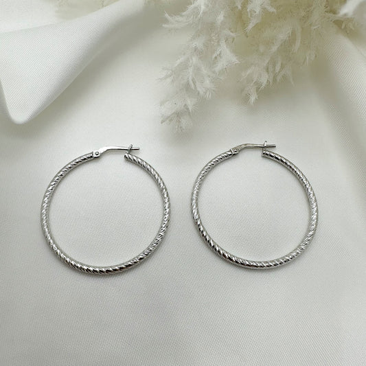 Orecchini cerchi diamantati grandi - Silver