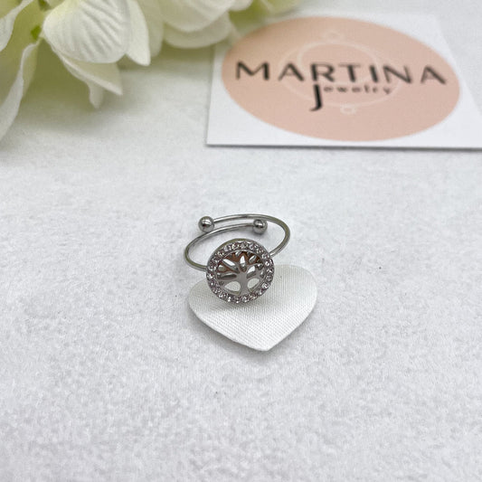Anello albero della vita strass - Silver