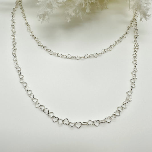 Collana lunga o doppia cuoricini - Silver