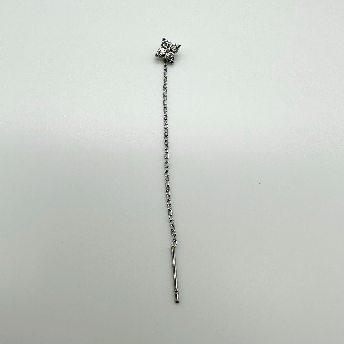 Mono orecchino fiore zirconi bianchi - Silver