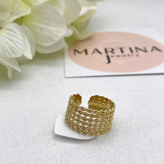 Anello 6 file lavorato - Gold