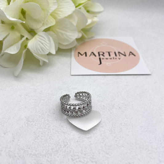 Anello motivo foglie centrale lavorato - Gold