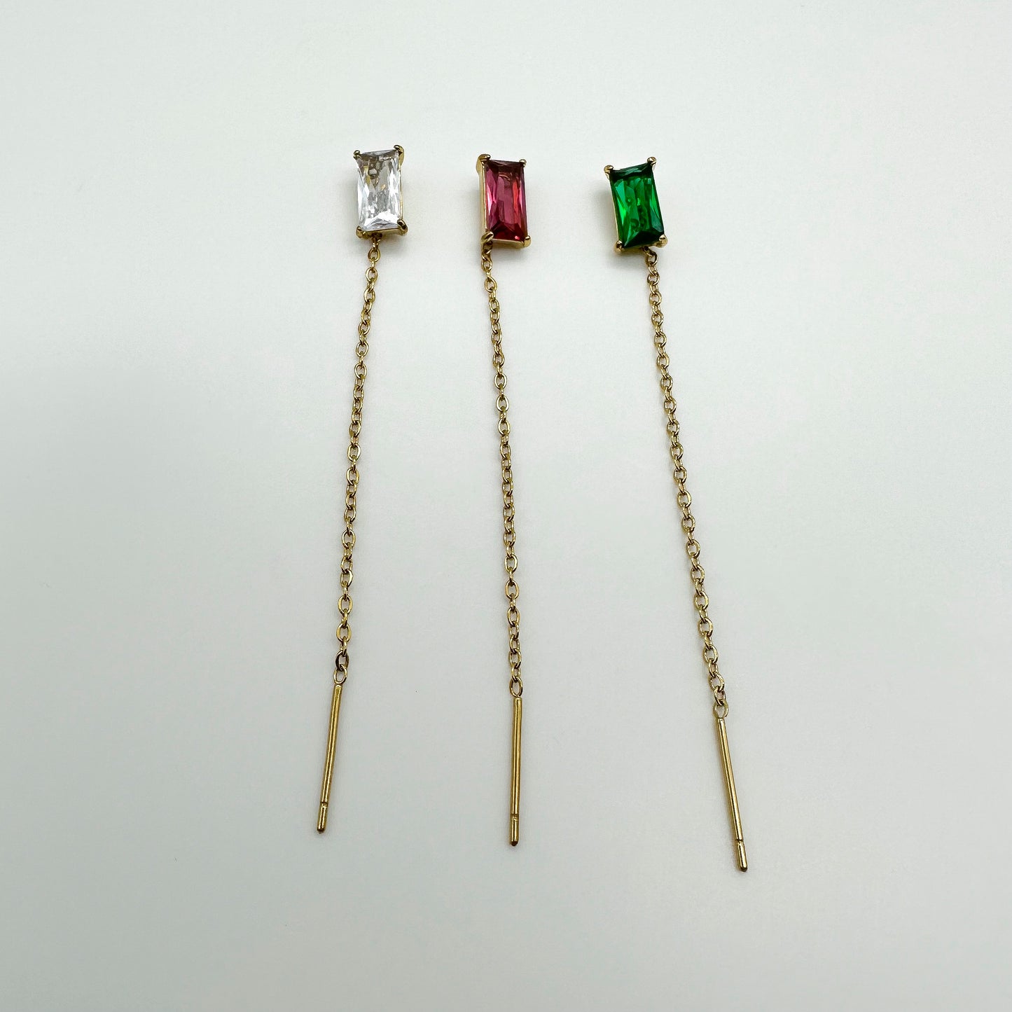 Mono orecchini zirconi rettagolari - Gold