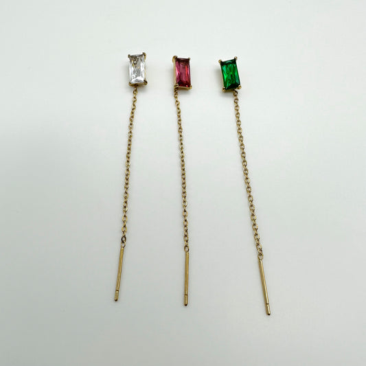 Mono orecchini zirconi rettagolari - Gold