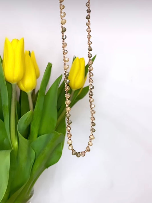 Collana cristalli colorati e lurex - base Gold