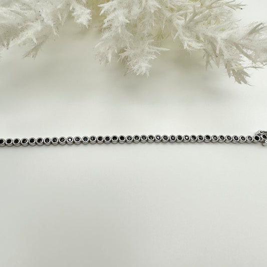 Bracciale tennis cipollotti zirconi neri - Silver
