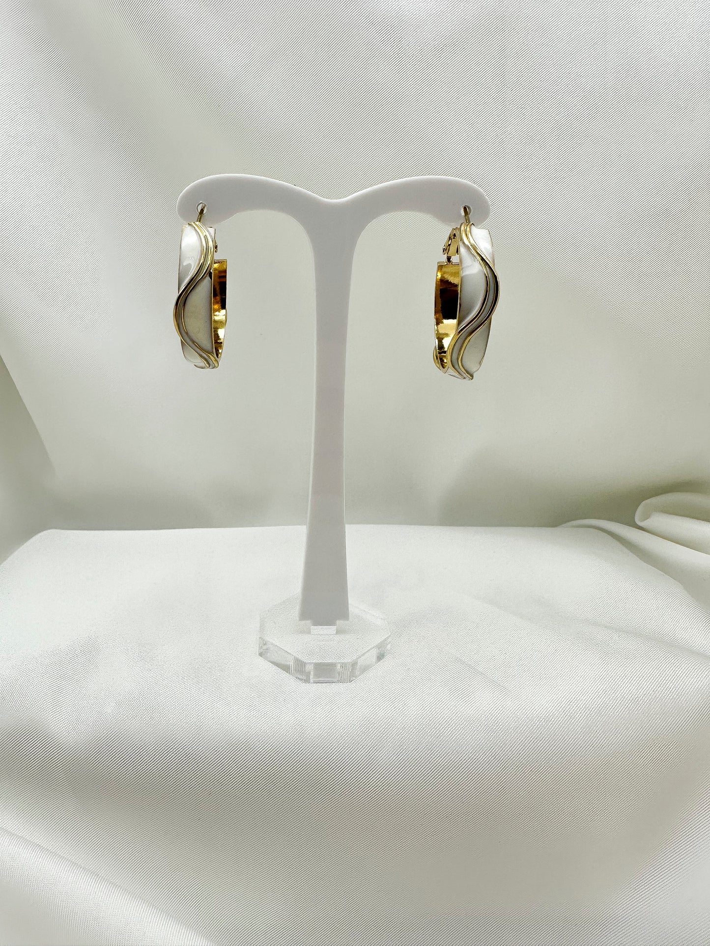 Orecchini cerchio bianchi - Gold