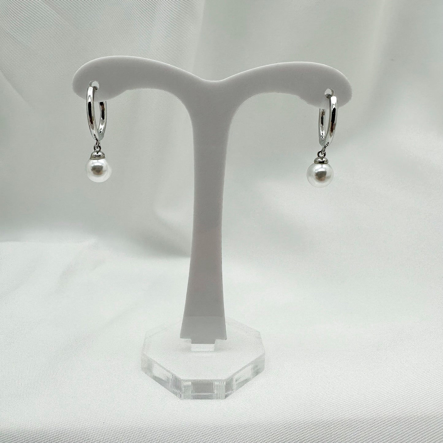 Orecchini cerchi piccoli con perla - Silver