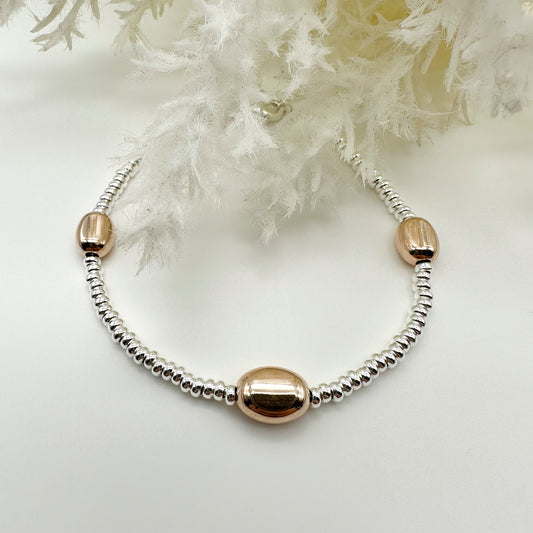 Bracciale pepite Rosè e rondelle -Silver