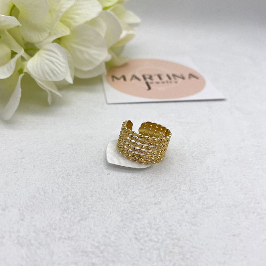 Anello 6 file lavorato - Gold