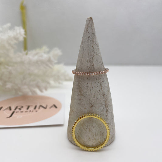 Anello fedina sottile zirconi - Rosè