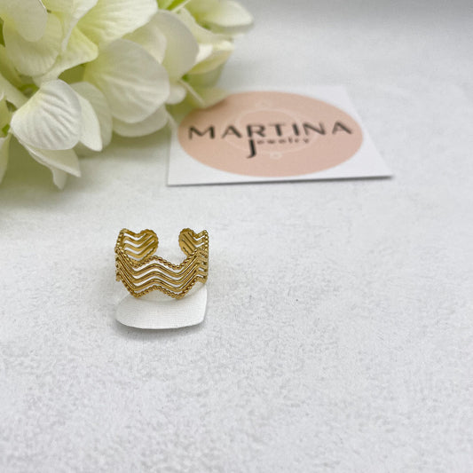 Anello 5 file zig zag - Gold