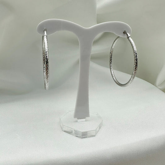 Orecchini cerchi diamantati grandi - Silver