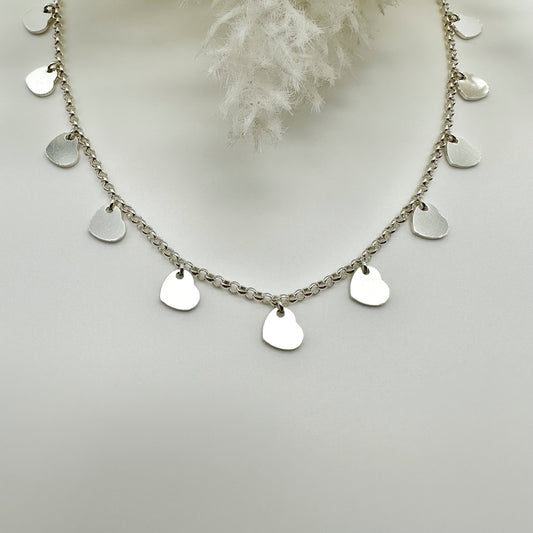 Collana girocollo cuoricini pendenti - Silver