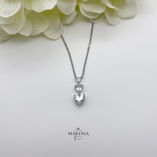 Collana trilogy cuori cristallo bianco - Silver
