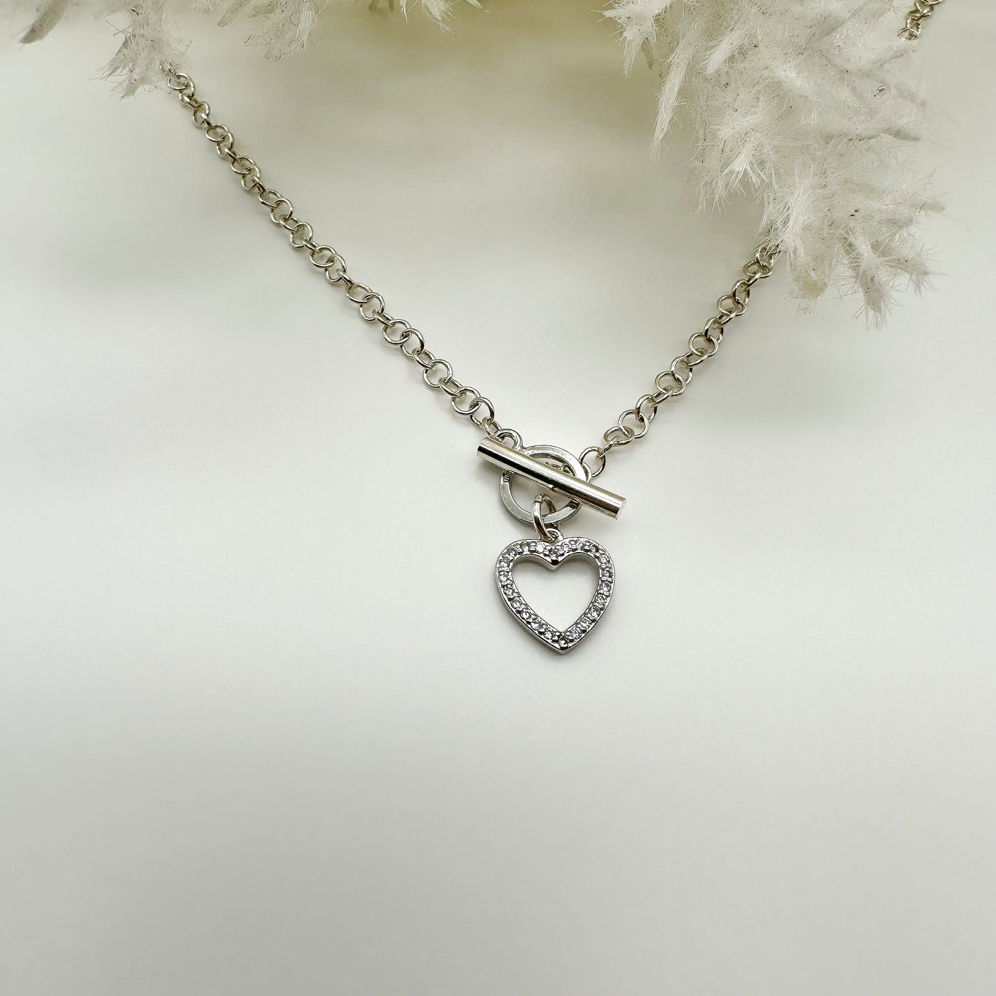 Collana maglia tonda con cuore - Silver