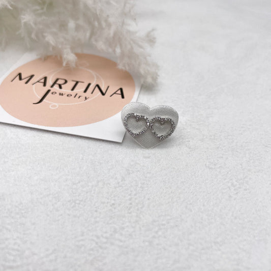 Orecchini Cuore e zirconi - Silver