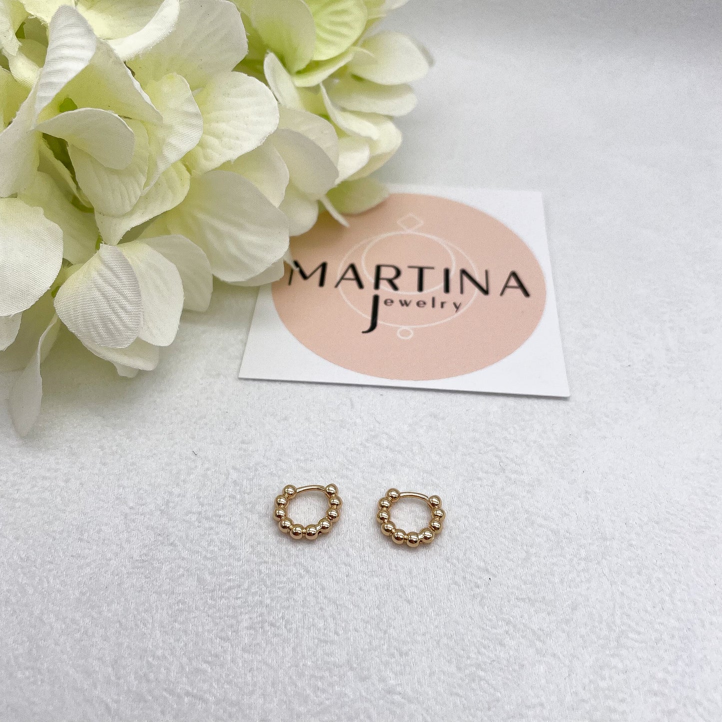 Orecchini mini cerchietti palline - Gold