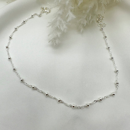 Cavigliera vortice e palline - Silver