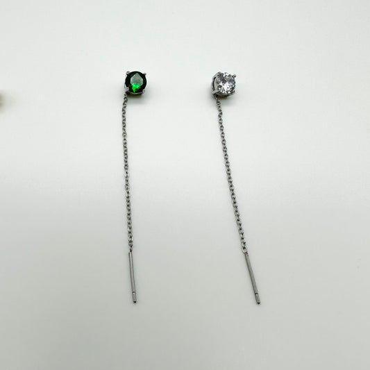 Mono orecchini zirconi tondi - Silver