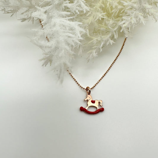 Collana cavalluccio a dondolo rosso - Rosè