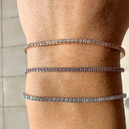 Bracciale tennis zirconi bianchi - Rosè