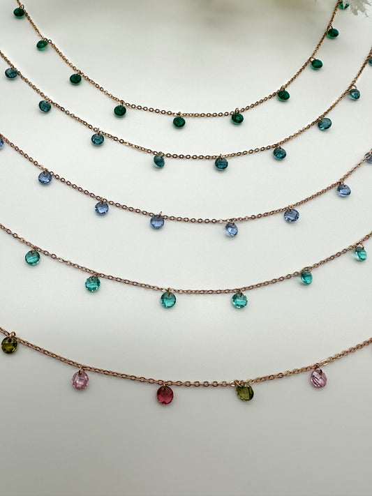 Collana girocollo zirconi colorati - Rosè